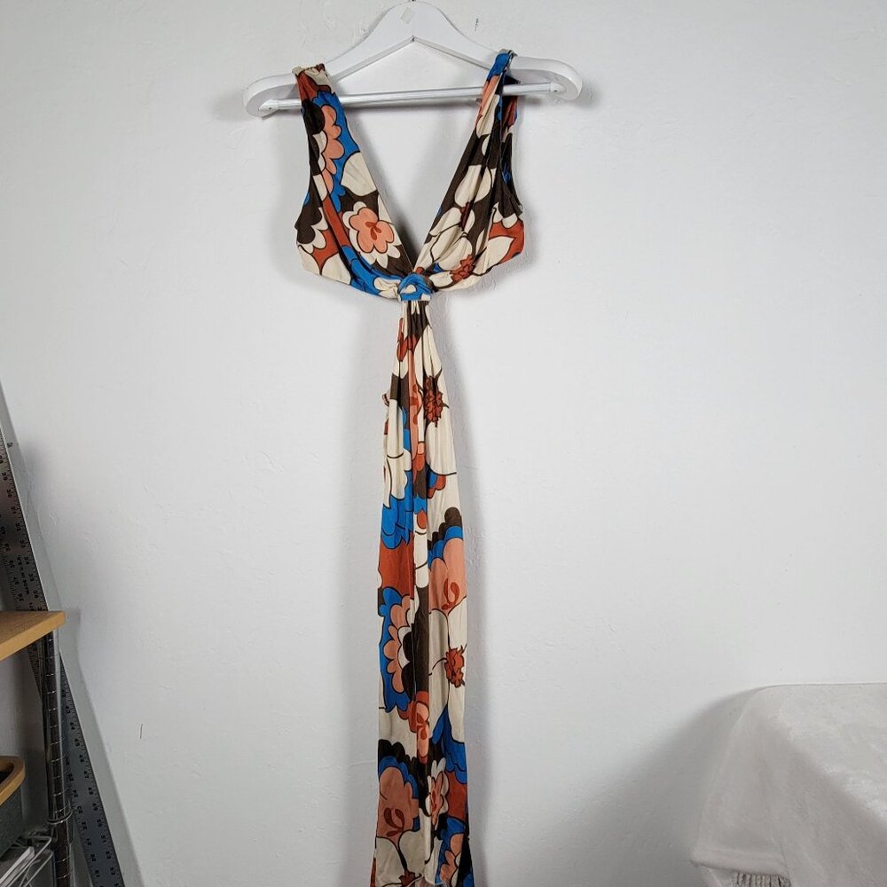 Ronny Kobo Womens Sammy Cutout Maxi Dress Medium Floral Print Boho Sleeveless